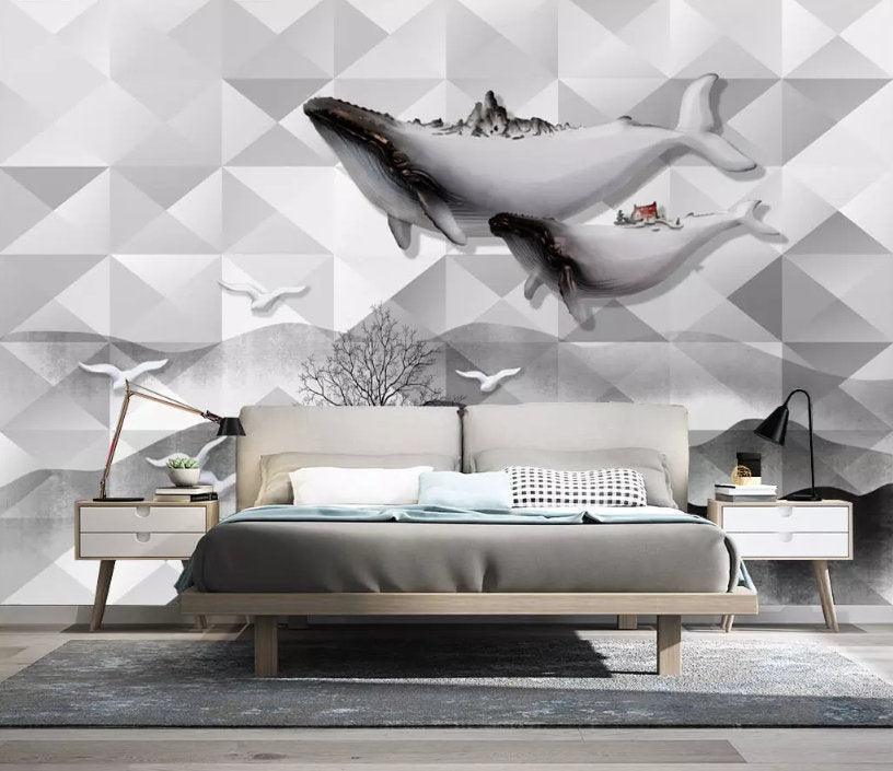 3D Abstract, Geometry, Whale Wallpaper- Jess Art Decoration