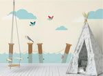 3D Kids, Cartoon pond, Fish Wallpaper-Nursery- Jess Art Decoration