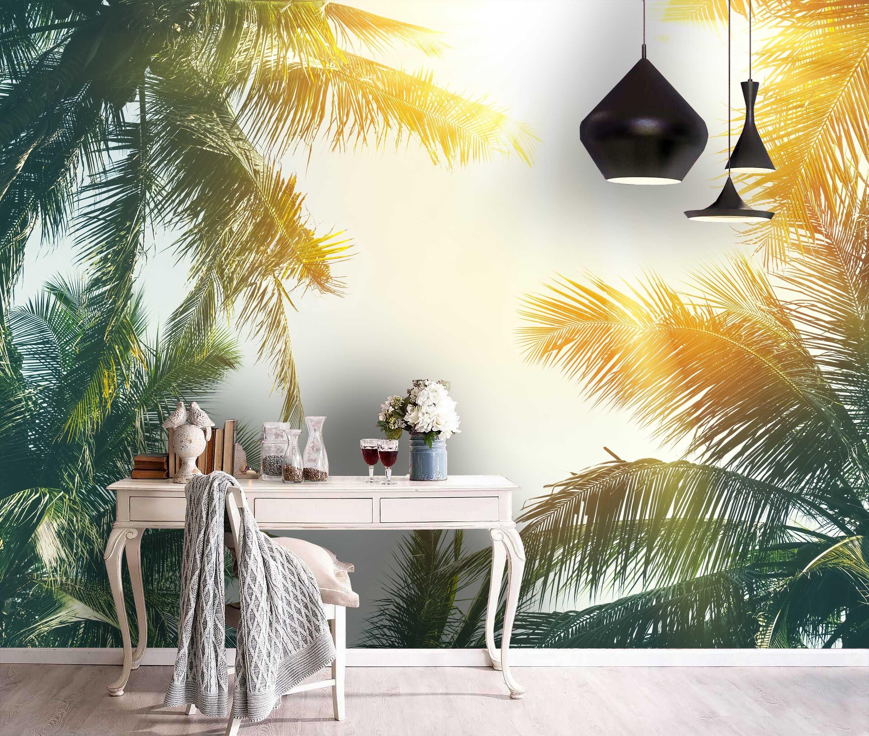 3D Sunshine, Coconut tree Wallpaper- Jess Art Decoration