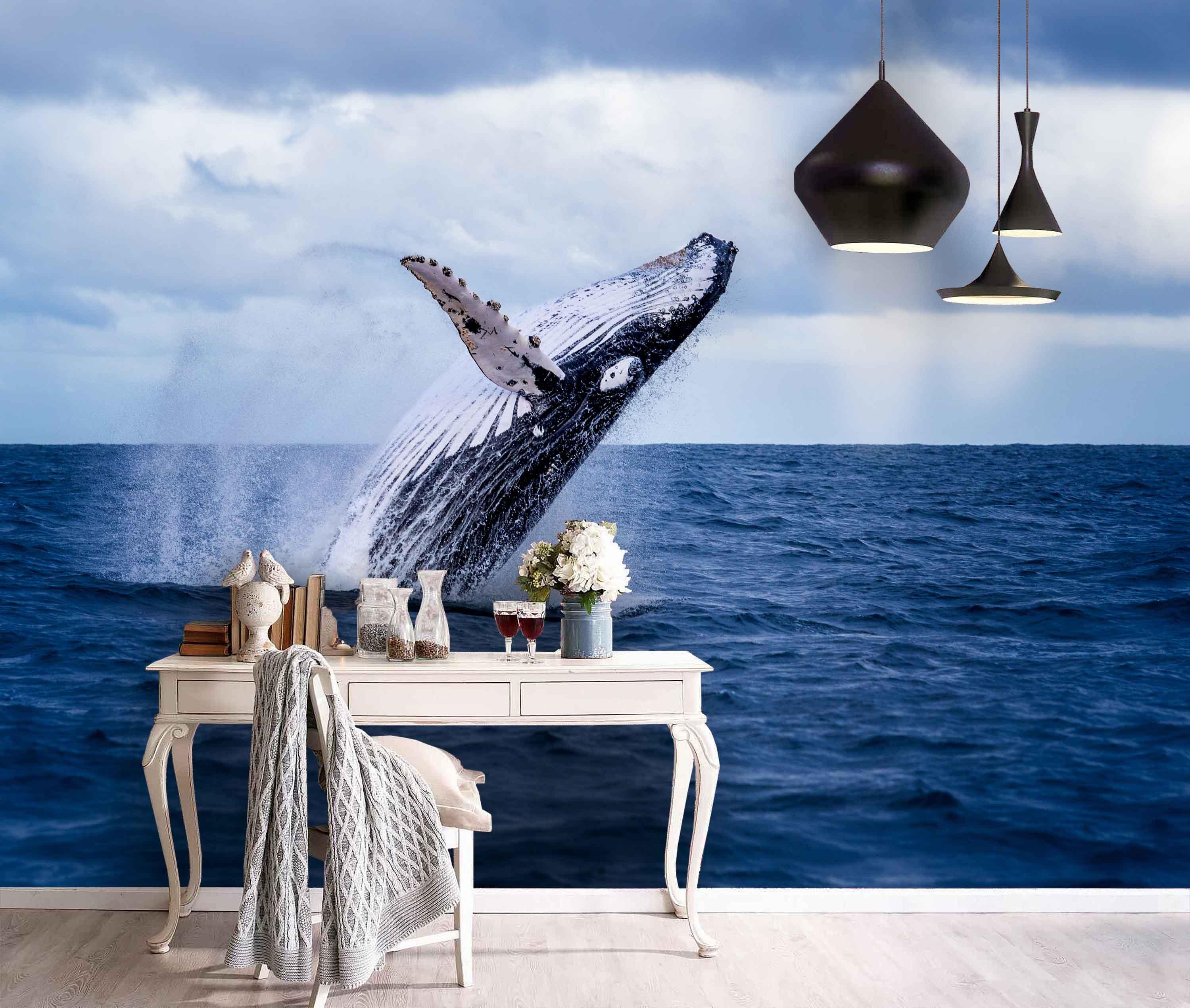 3D Dreamy, Ocean, Whale Wallpaper- Jess Art Decoration