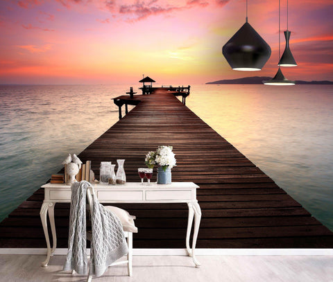 3D Romantic, Lake, Sunset Wallpaper- Jess Art Decoration