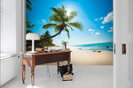 3D Tropical scenery, Seaside, Coconut tree Wallpaper- Jess Art Decoration