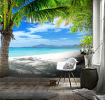 3D Tropical, Seaside, Coconut tree Wallpaper- Jess Art Decoration