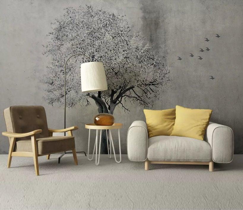 3D Nostalgia, Loneliness, Tree, Bird Wallpaper- Jess Art Decoration