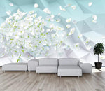 3D Abstract background, Falling, White petals Wallpaper- Jess Art Decoration