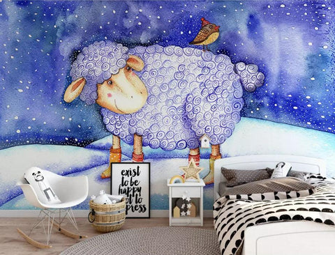 3D Kids, Cartoons, Snow, Sheep Wallpaper-Nursery- Jess Art Decoration