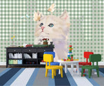 3D Kids, Cartoon, Cute cat Wallpaper-Nursery- Jess Art Decoration