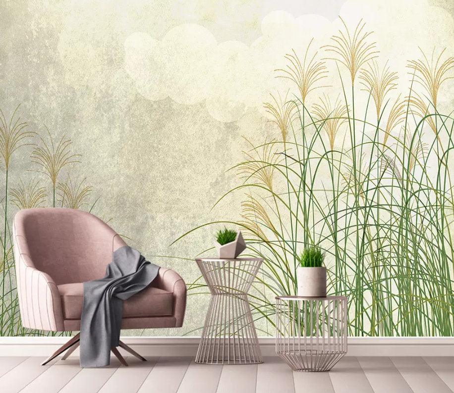 3D Simple, Reed, Pond Wallpaper- Jess Art Decoration