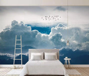 3D blue dreamy cloud wallpaper removable self adhesive wallpaper wall mural vintage art peel and stick- Jess Art Decoration