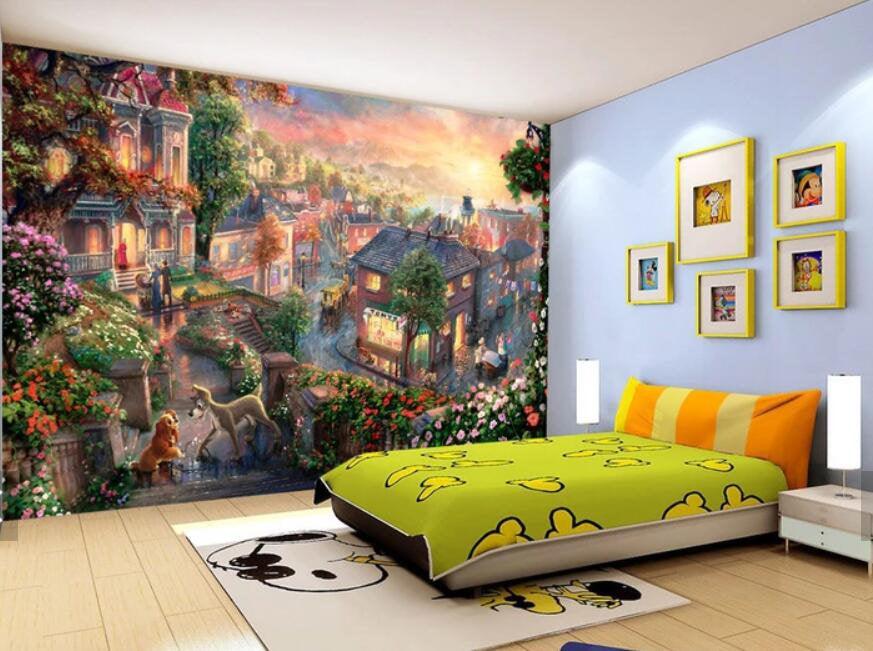 3D Kids, Cartoon, Fantasy Town Wallpaper-Nursery- Jess Art Decoration