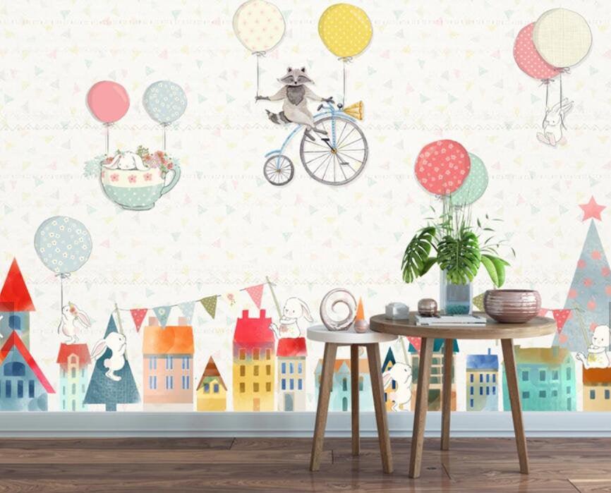 3D Kids, Cartoon, Colorful balloons Wallpaper-Nursery- Jess Art Decoration