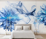 3D Blue-tones, Abstract, Watercolor, Flower Wallpaper- Jess Art Decoration