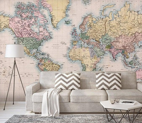 3D Detailed, world map Wallpaper- Jess Art Decoration