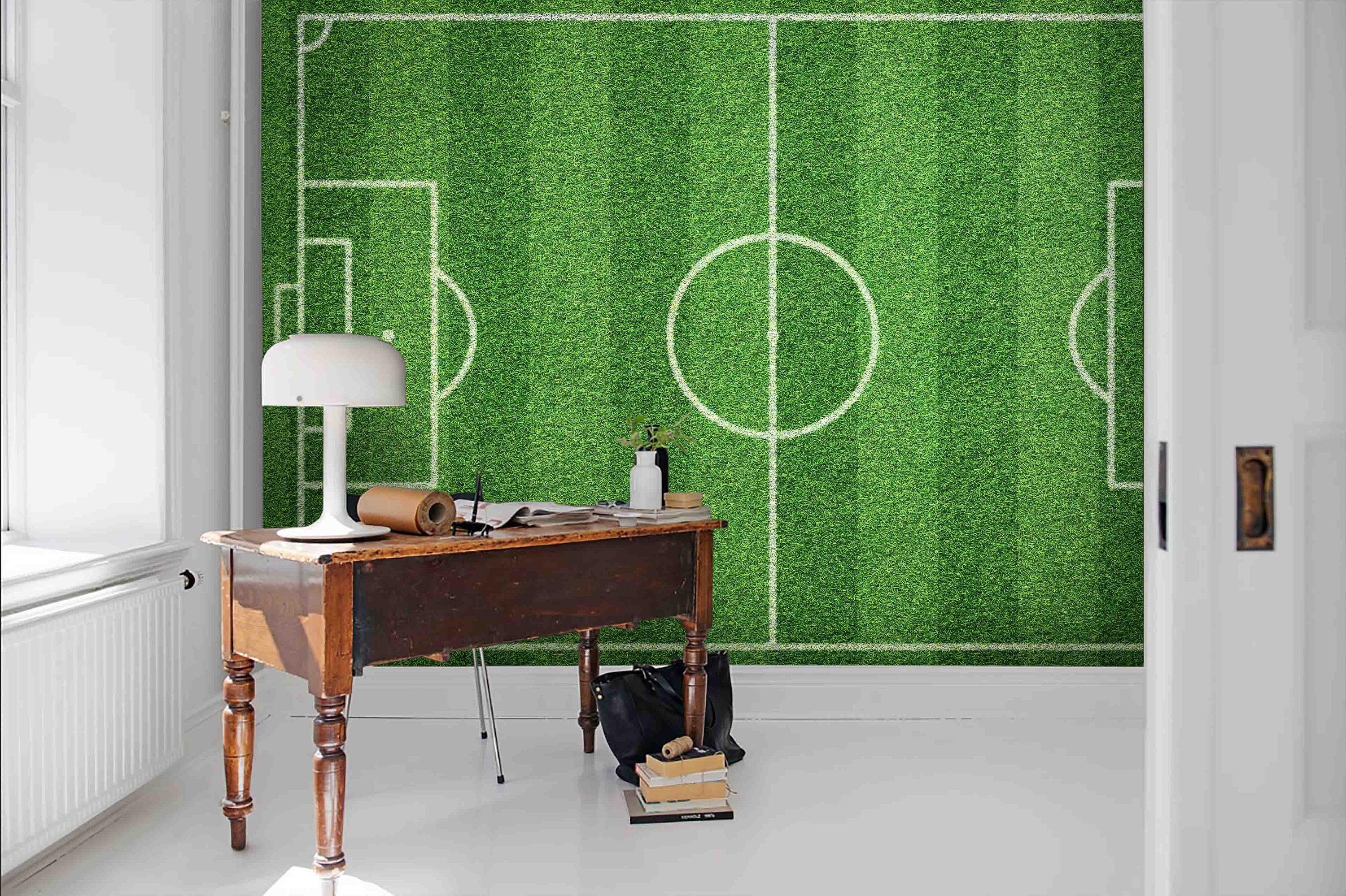 3D Realistic, Wide, Soccer field Wallpaper- Jess Art Decoration