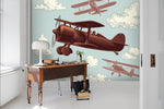 3D Kids, Cartoon, Vintage airplane Wallpaper-Nursery- Jess Art Decoration