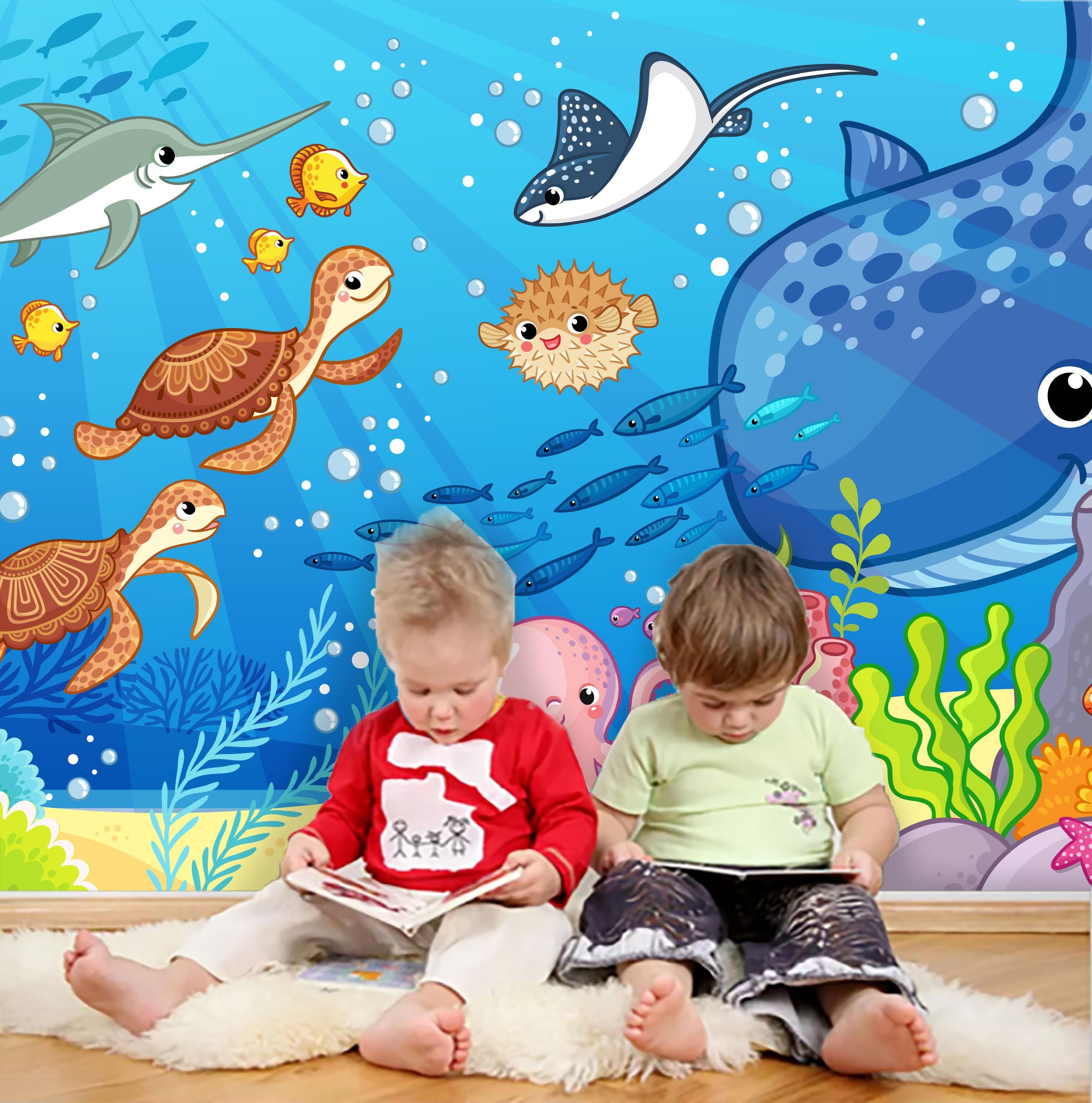3D Kids, Cartoon,Undersea world Wallpaper-Nursery- Jess Art Decoration
