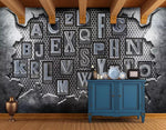 3D Iron texture, Letter Wallpaper- Jess Art Decoration