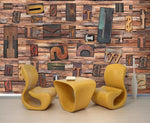 3D Vintage, Dark wood grain Wallpaper- Jess Art Decoration