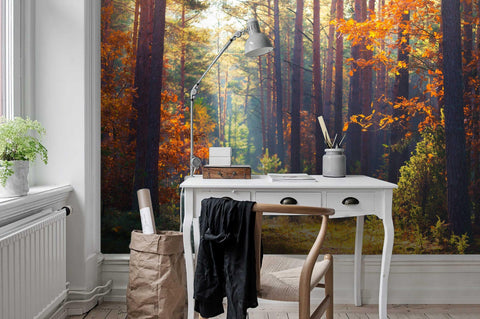 3D Yellow leaf, Forest, Autumn scenery Wallpaper- Jess Art Decoration