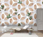 3D Abstract shape, Wood pattern, Green plant Wallpaper- Jess Art Decoration