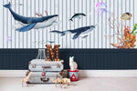 3D Kids, Cartoon, Whale, Coral Wallpaper-Nursery- Jess Art Decoration