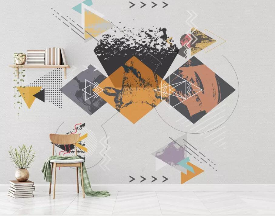 3D Orange-tones, Abstract, Geometric, Landscape Wallpaper- Jess Art Decoration
