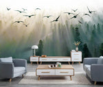 3D Spectacular, Bird, Forest, Fog, Sunshine scenery Wallpaper- Jess Art Decoration