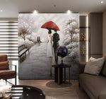 3D Romantic, In the rain, Lovers Wallpaper- Jess Art Decoration