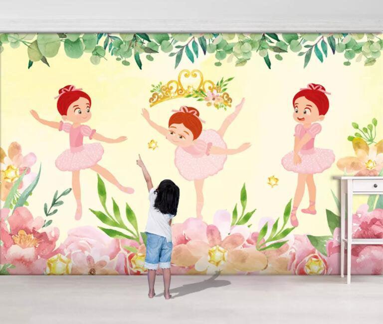 3D Kids, Cartoon, Ballet girl Wallpaper-Nursery- Jess Art Decoration