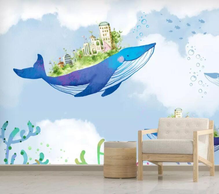 3D Kids,Dreamy,Undersea whale,Island Wallpaper-Nursery- Jess Art Decoration