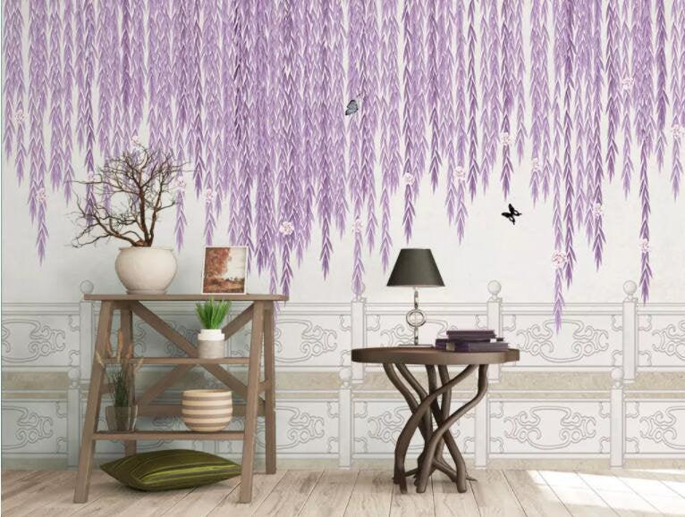 3D Purple wicker, Butterfly Wallpaper- Jess Art Decoration