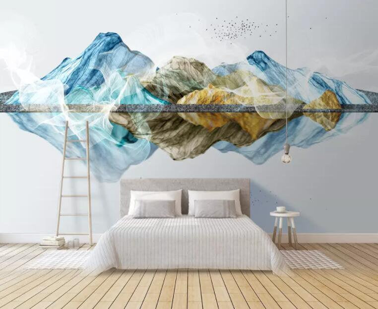 3D Abstract, Colorful mountain, Lake reflection, Scenery Wallpaper- Jess Art Decoration