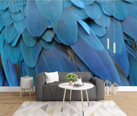 3D Blue feather Wallpaper- Jess Art Decoration