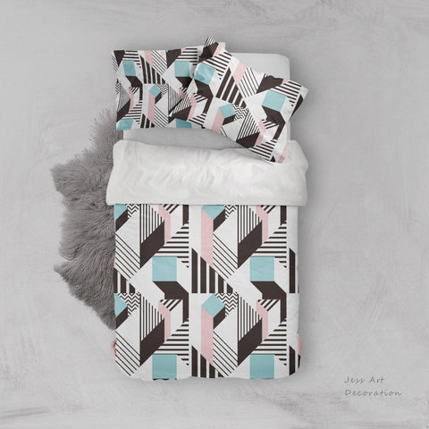 3D Geometric, Abstract figure Set Quilt Cover Quilt Duvet Cover ,Pillowcases Personalized  Bedding,Queen, King ,Full, Double 3 Pcs- Jess Art Decoration