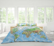3D Detail, World map Bedding Set Quilt Cover Quilt Duvet Cover ,Pillowcases Personalized  Bedding,Queen, King ,Full, Double 3 Pcs- Jess Art Decoration