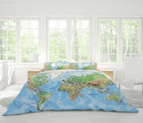 3D Detail, World map Bedding Set Quilt Cover Quilt Duvet Cover ,Pillowcases Personalized  Bedding,Queen, King ,Full, Double 3 Pcs- Jess Art Decoration