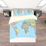 3D Details, World map Bedding Set Quilt Cover Quilt Duvet Cover ,Pillowcases Personalized  Bedding,Queen, King ,Full, Double 3 Pcs- Jess Art Decoration