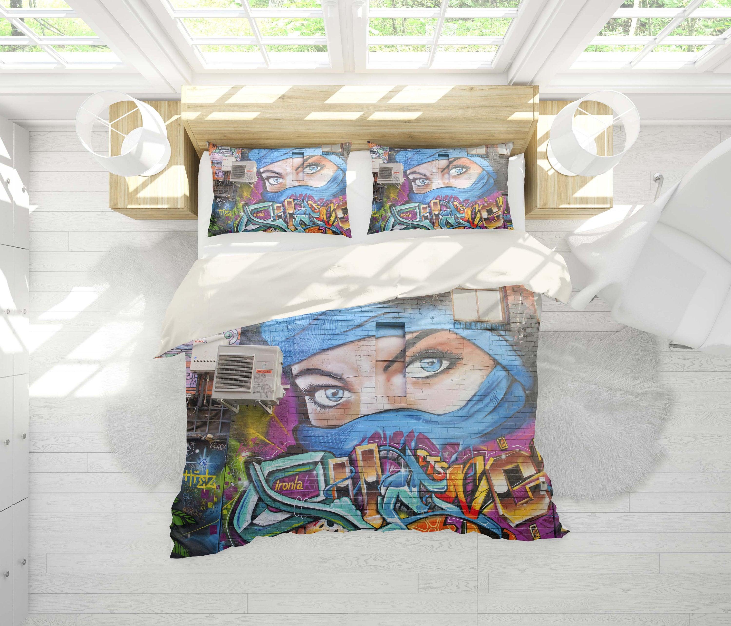3D Mysterious, Graffiti Bedding Set Quilt Cover Quilt Duvet Cover ,Pillowcases Personalized  Bedding,Queen, King ,Full, Double 3 Pcs- Jess Art Decoration