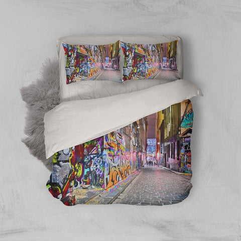 3D Gorgeous Graffiti Night view  Quilt Cover Set Bedding Set Pillowcases- Jess Art Decoration