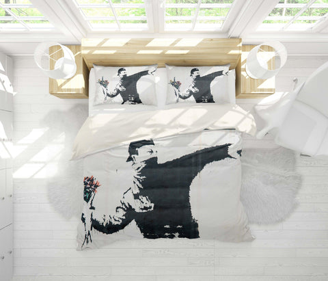 3D People in mask Bedding Set Quilt Cover Quilt Duvet Cover ,Pillowcases Personalized  Bedding,Queen, King ,Full, Double 3 Pcs- Jess Art Decoration
