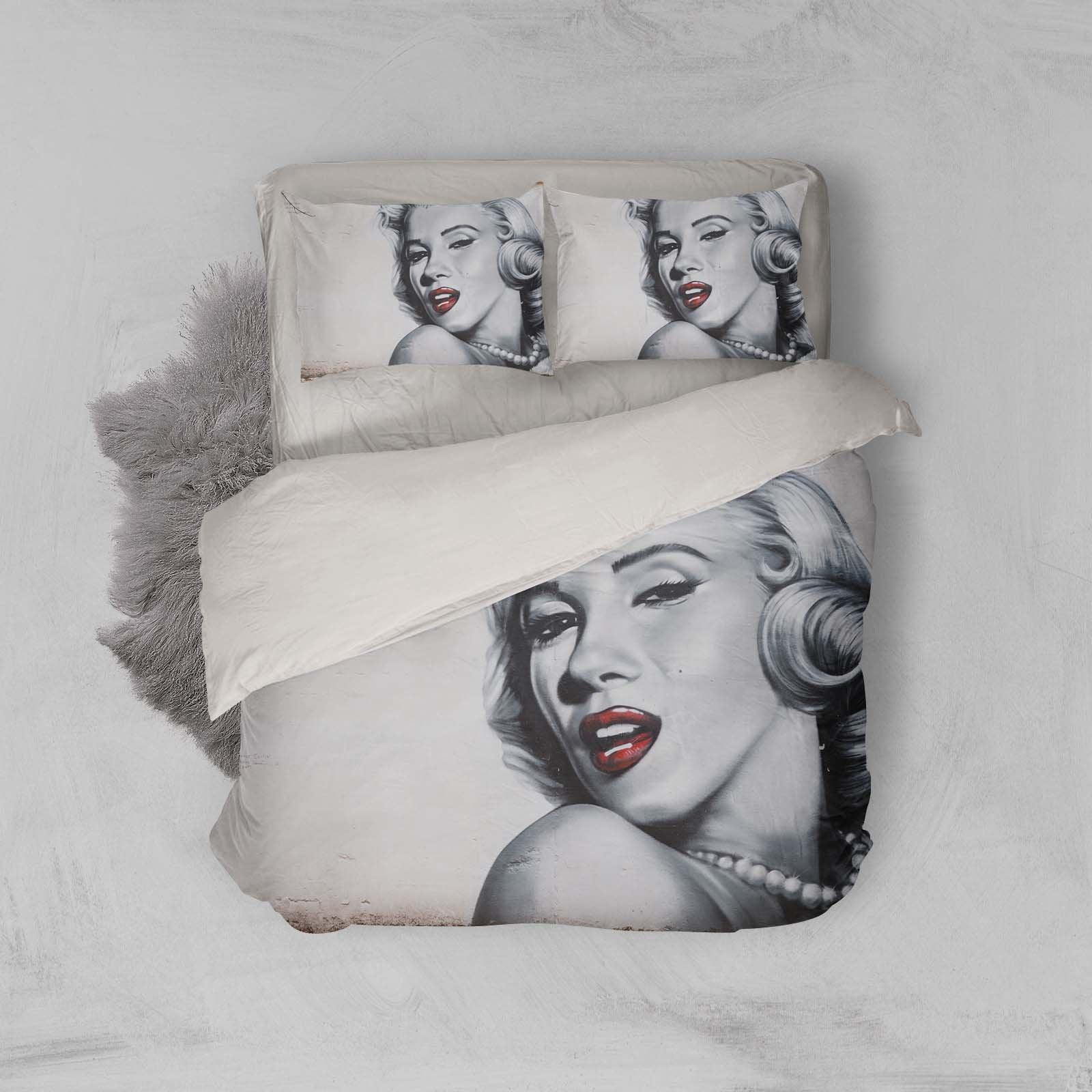 3D Marilyn Monroe Bedding Set Quilt Cover Quilt Duvet Cover ,Pillowcases Personalized  Bedding,Queen, King ,Full, Double 3 Pcs- Jess Art Decoration