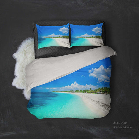 3D Summer, Beach Bedding Set Quilt Cover Quilt Duvet Cover ,Pillowcases Personalized  Bedding,Queen, King ,Full, Double 3 Pcs- Jess Art Decoration