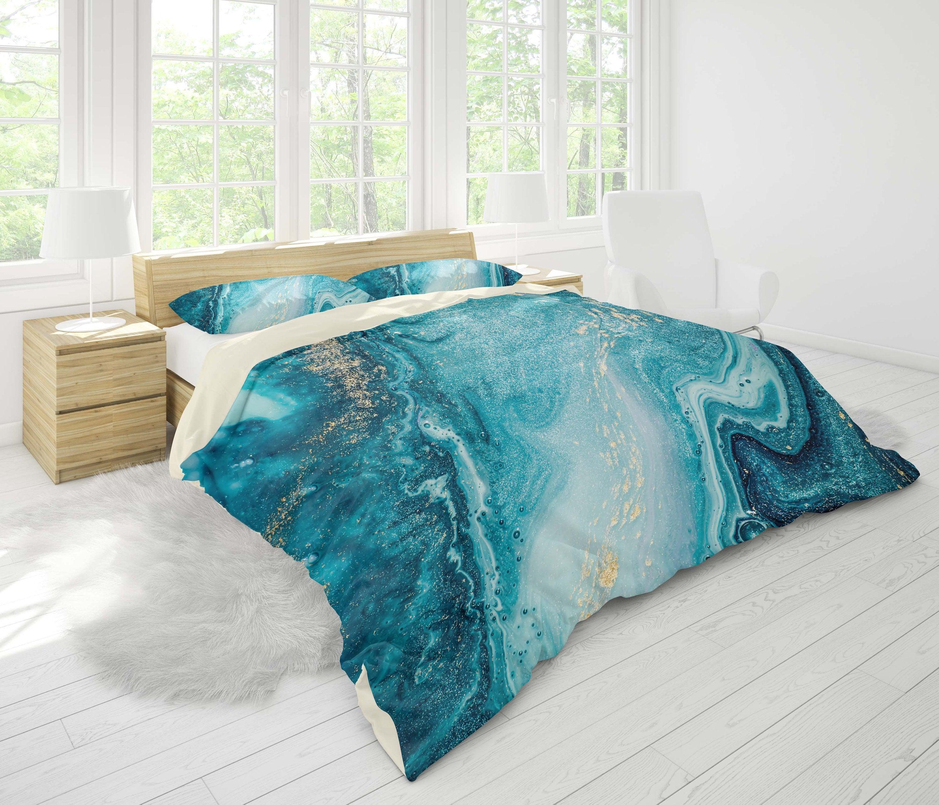 3D Blue Green Marbled  Quilt Cover Set Bedding Set Pillowcases- Jess Art Decoration