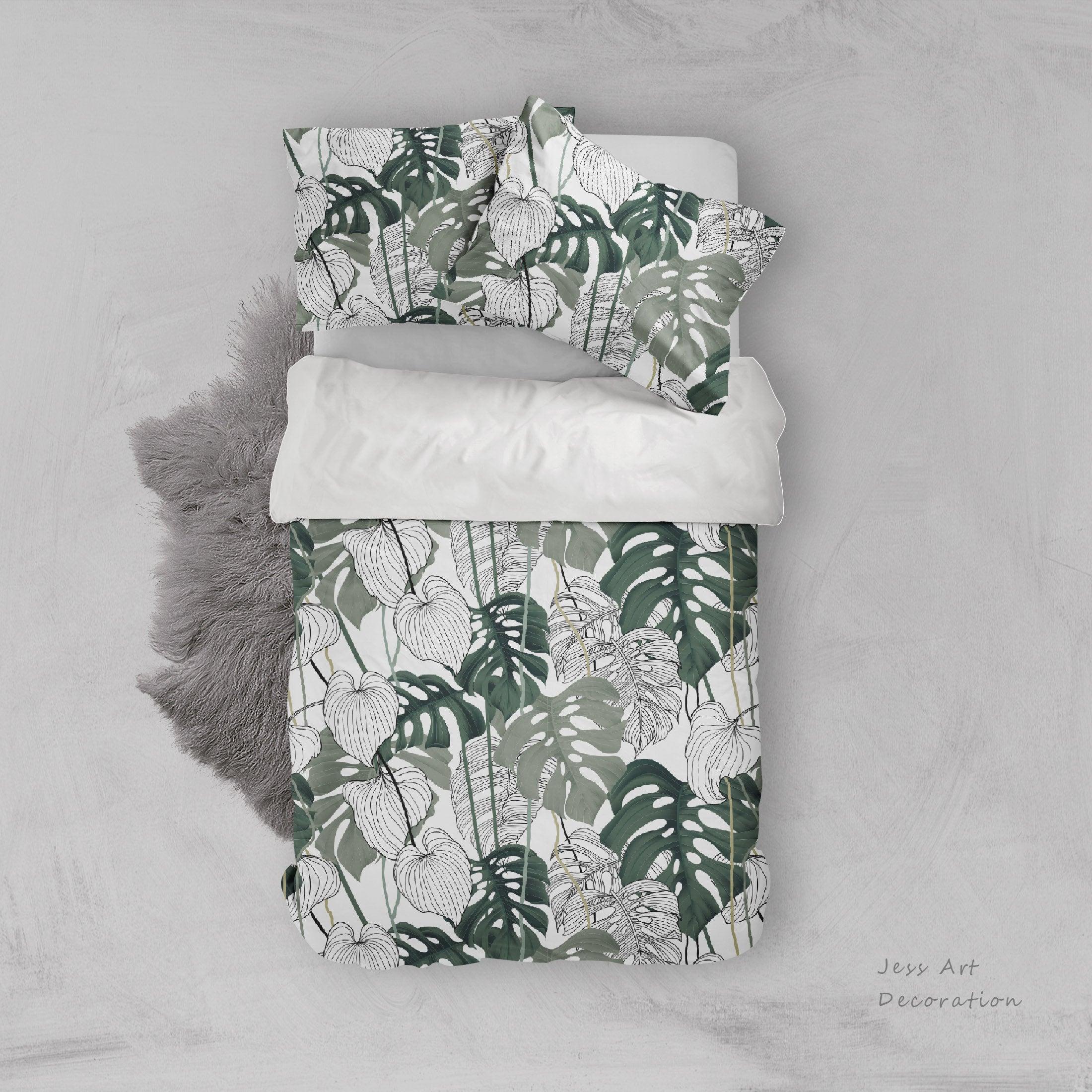 3D Tropical, Banana leaf Bedding Set Quilt Cover Quilt Duvet Cover ,Pillowcases Personalized  Bedding,Queen, King ,Full, Double 3 Pcs- Jess Art Decoration