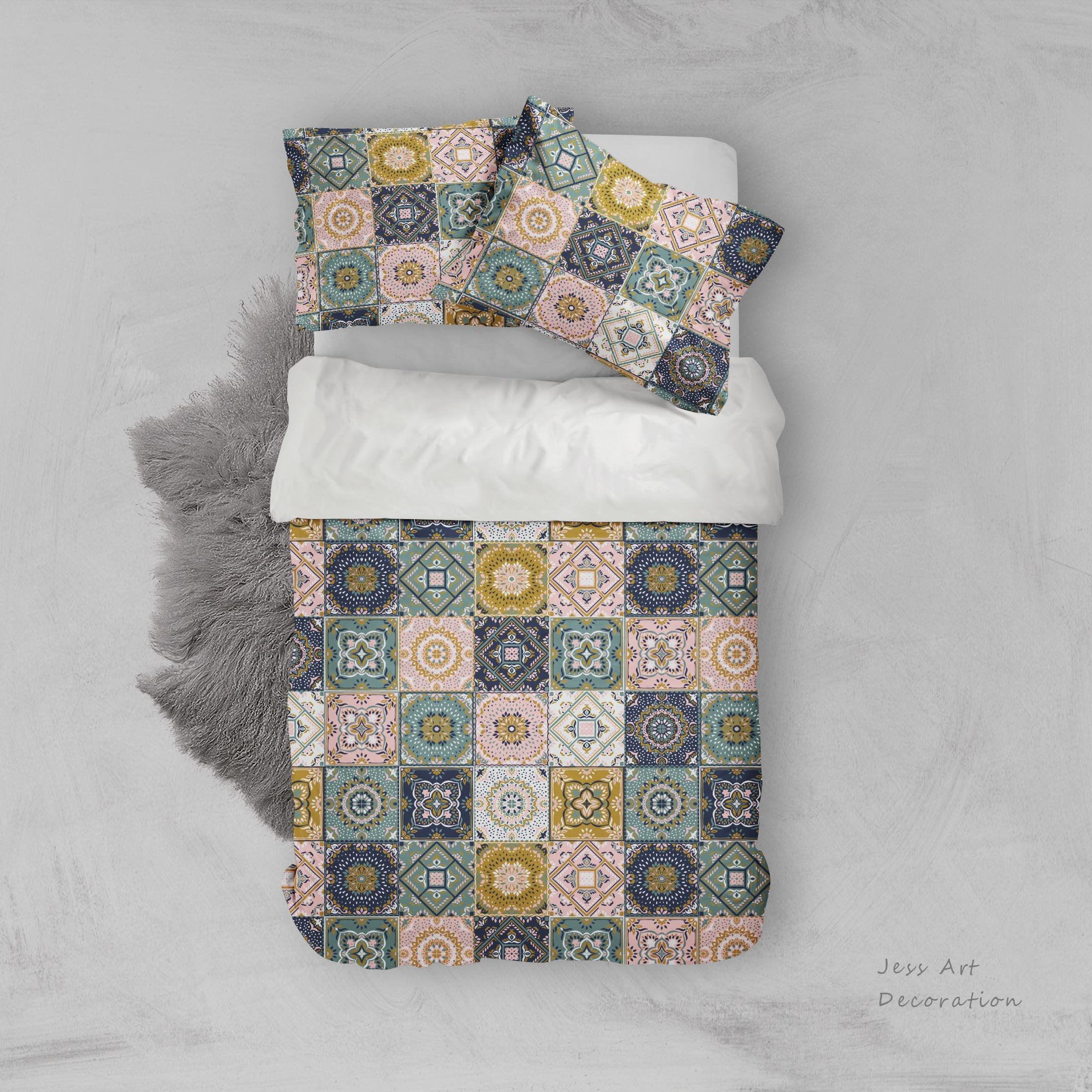 3D Colorful, National pattern Bedding Set Quilt Cover Quilt Duvet Cover ,Pillowcases Personalized  Bedding,Queen, King ,Full, Double 3 Pcs- Jess Art Decoration