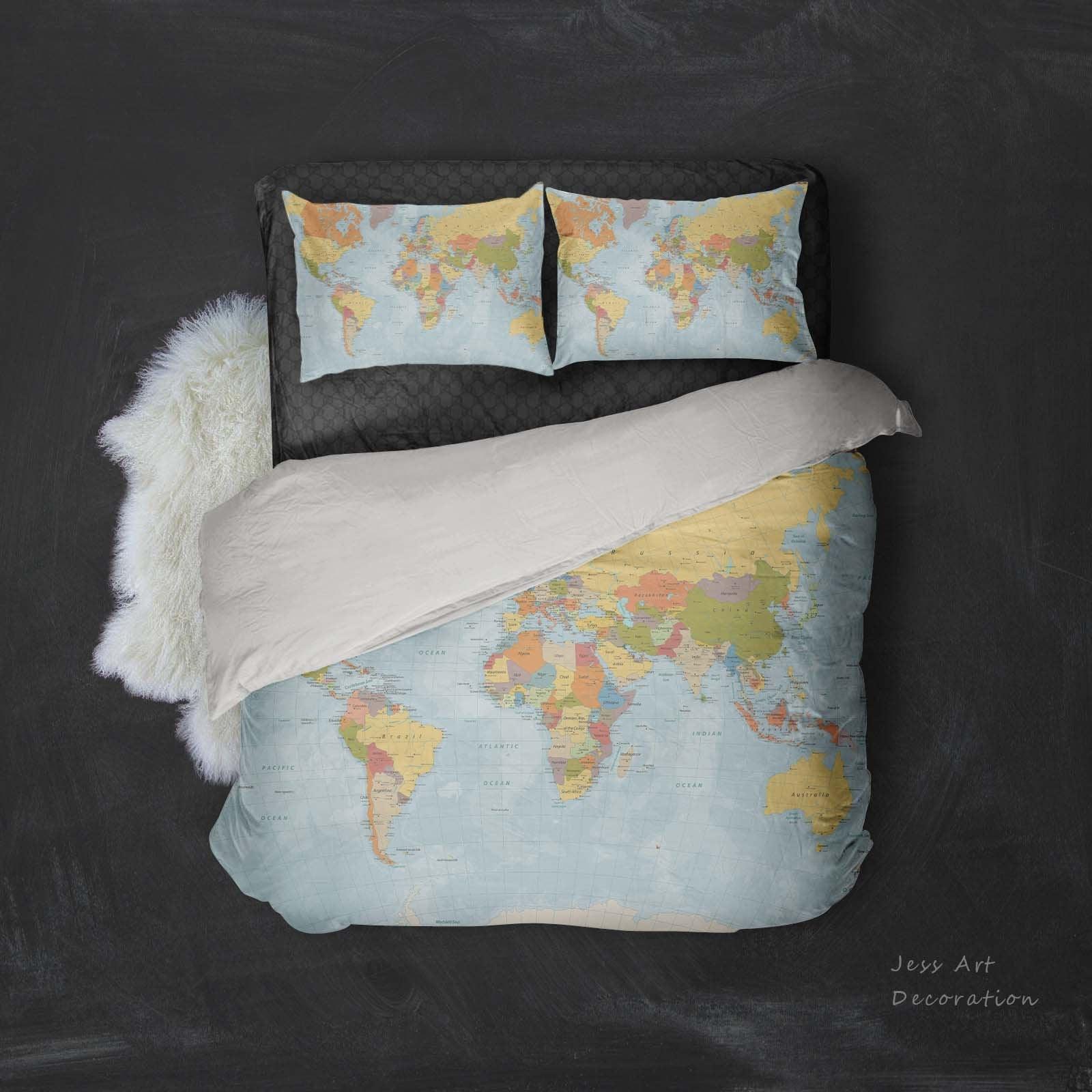 3D Details  World map  Quilt Cover Set Bedding Set Pillowcases- Jess Art Decoration