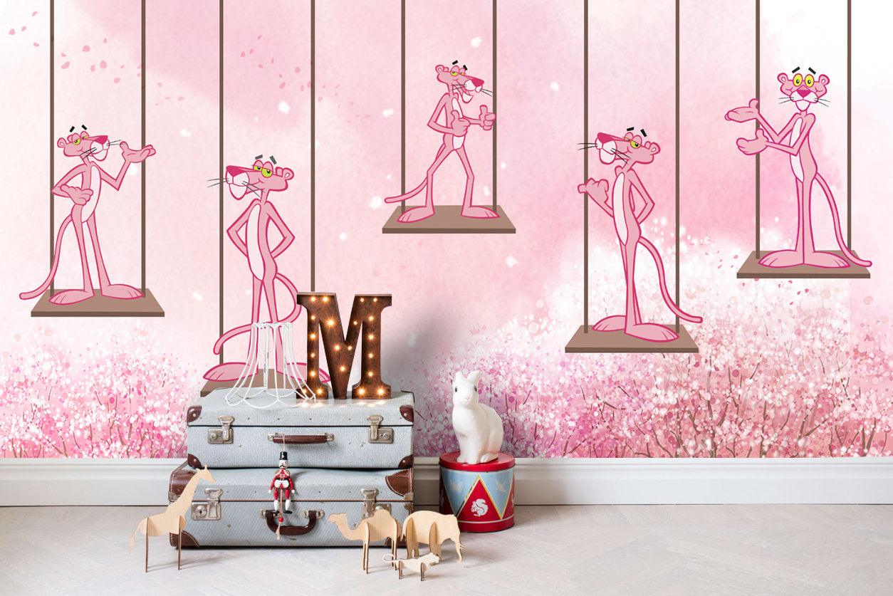 3D Kids, Pink naughty panther, Swing Wallpaper-Nursery- Jess Art Decoration