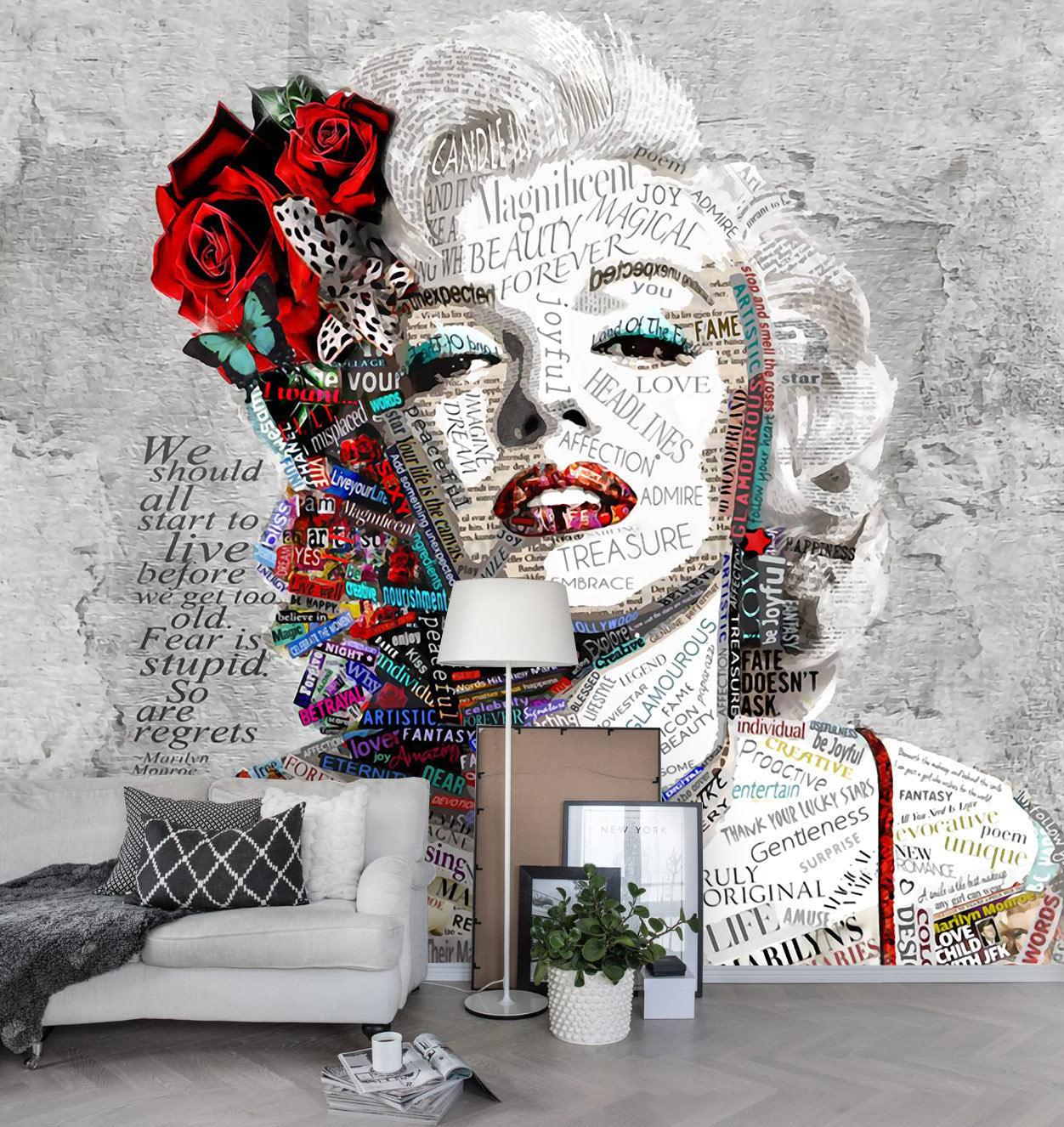 3D Vintage, Abstract, Marilyn Monroe Wallpaper- Jess Art Decoration