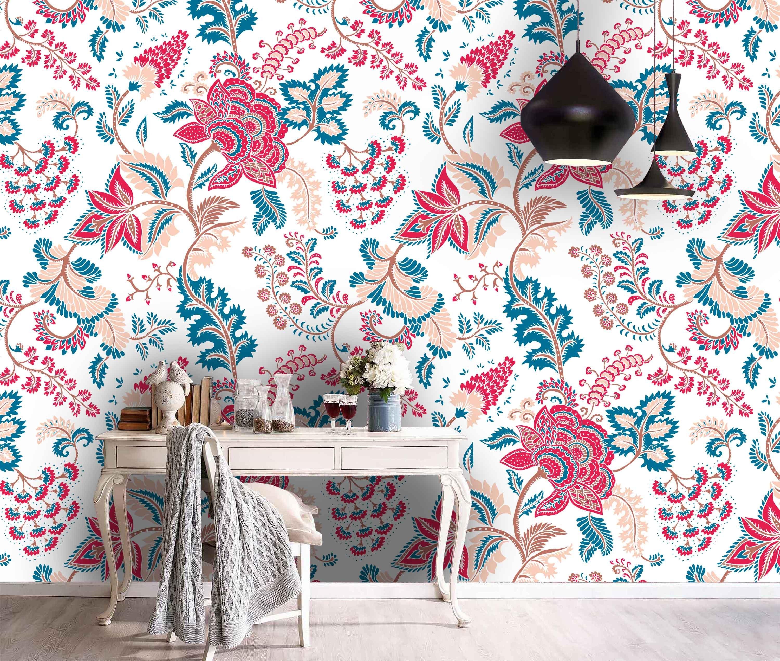 3D Hand-painted, Pink-tones, Flower Wallpaper- Jess Art Decoration