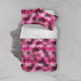 3D Pink, Polygonal graphic Bedding Set Quilt Cover Quilt Duvet Cover ,Pillowcases Personalized  Bedding,Queen, King ,Full, Double 3 Pcs- Jess Art Decoration